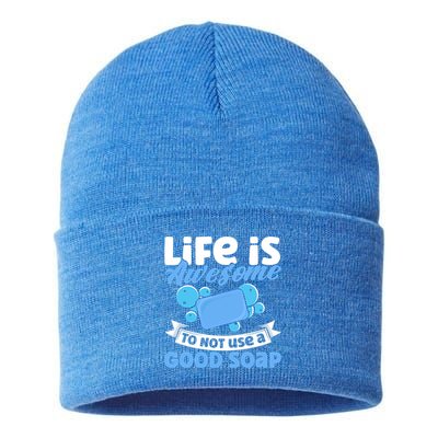 Soap Making Lovers Life Is Awesome Good Soap Maker Cool Gift Sustainable Knit Beanie