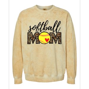 Softball Mom Leopard Funny Baseball Mom Mother's Day Colorblast Crewneck Sweatshirt