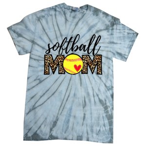 Softball Mom Leopard Funny Baseball Mom Mother's Day Tie-Dye T-Shirt