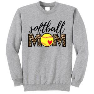 Softball Mom Leopard Funny Baseball Mom Mother's Day Tall Sweatshirt