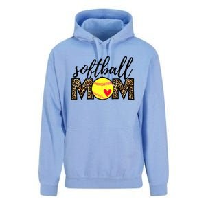 Softball Mom Leopard Funny Baseball Mom Mother's Day Unisex Surf Hoodie