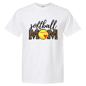 Softball Mom Leopard Funny Baseball Mom Mother's Day Garment-Dyed Heavyweight T-Shirt