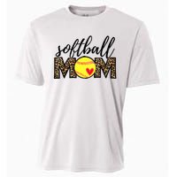 Softball Mom Leopard Funny Baseball Mom Mother's Day Cooling Performance Crew T-Shirt