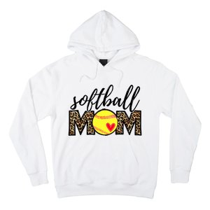 Softball Mom Leopard Funny Baseball Mom Mother's Day Hoodie