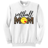 Softball Mom Leopard Funny Baseball Mom Mother's Day Sweatshirt