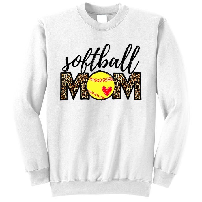 Softball Mom Leopard Funny Baseball Mom Mother's Day Sweatshirt