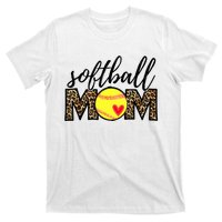 Softball Mom Leopard Funny Baseball Mom Mother's Day T-Shirt