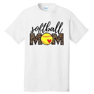 Softball Mom Leopard Funny Baseball Mom Mother's Day Tall T-Shirt