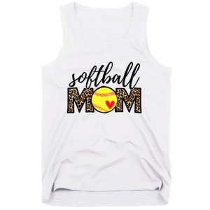 Softball Mom Leopard Funny Baseball Mom Mother's Day Tank Top