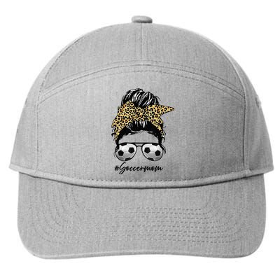 Soccer Mom Leopard Messy Bun Football Hair Game Day Vibes 7-Panel Snapback Hat