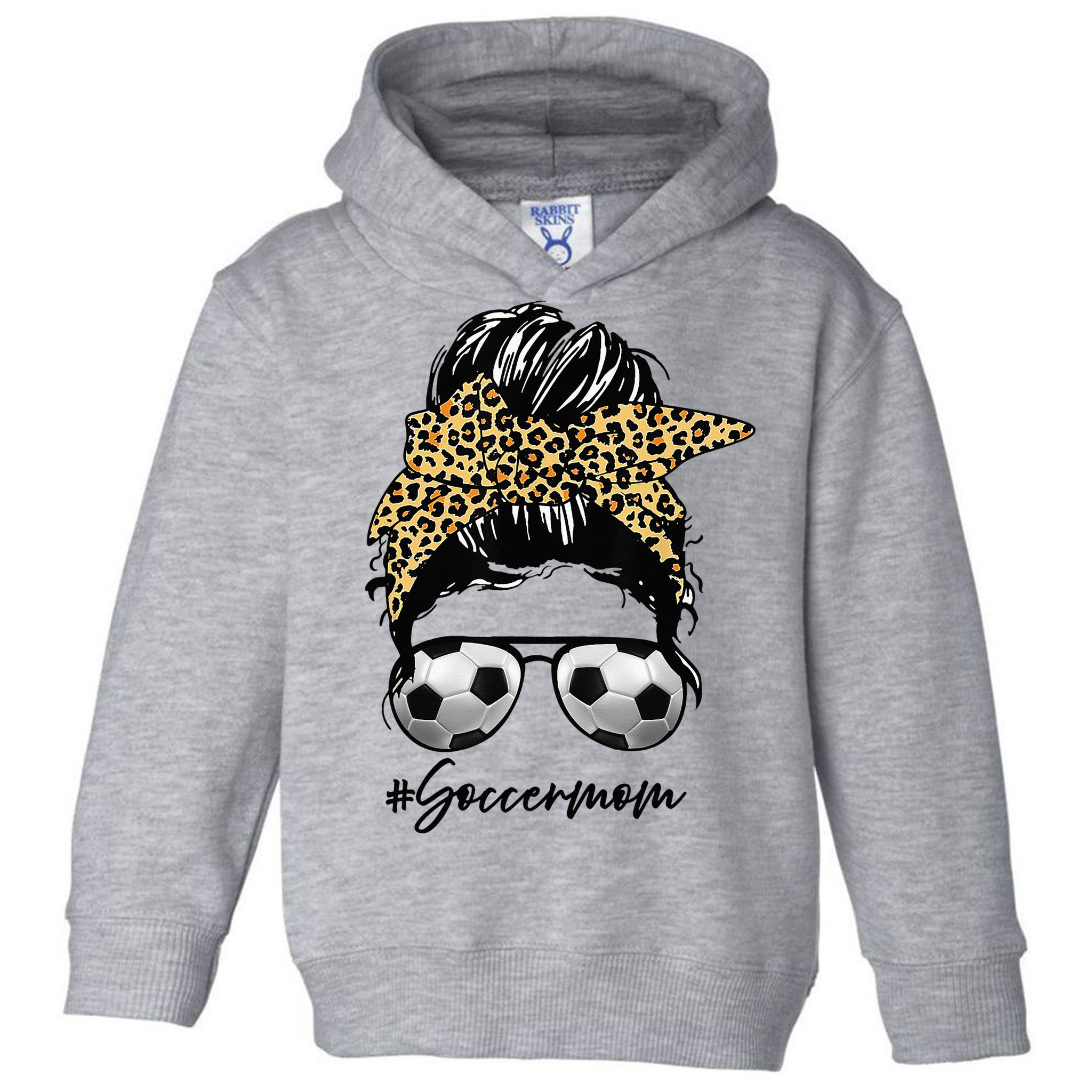 Soccer Mom Leopard Messy Bun Football Hair Game Day Vibes Toddler Hoodie