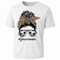 Soccer Mom Leopard Messy Bun Football Hair Game Day Vibes Cooling Performance Crew T-Shirt