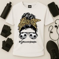 Soccer Mom Leopard Messy Bun Football Hair Game Day Vibes Cooling Performance Crew T-Shirt