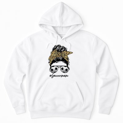 Soccer Mom Leopard Messy Bun Football Hair Game Day Vibes Hoodie