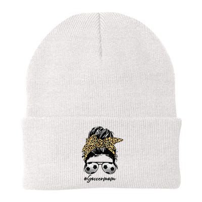 Soccer Mom Leopard Messy Bun Football Hair Game Day Vibes Beanie