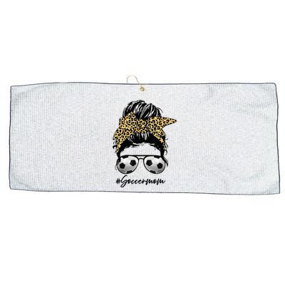 Soccer Mom Leopard Messy Bun Football Hair Game Day Vibes Large Microfiber Waffle Golf Towel