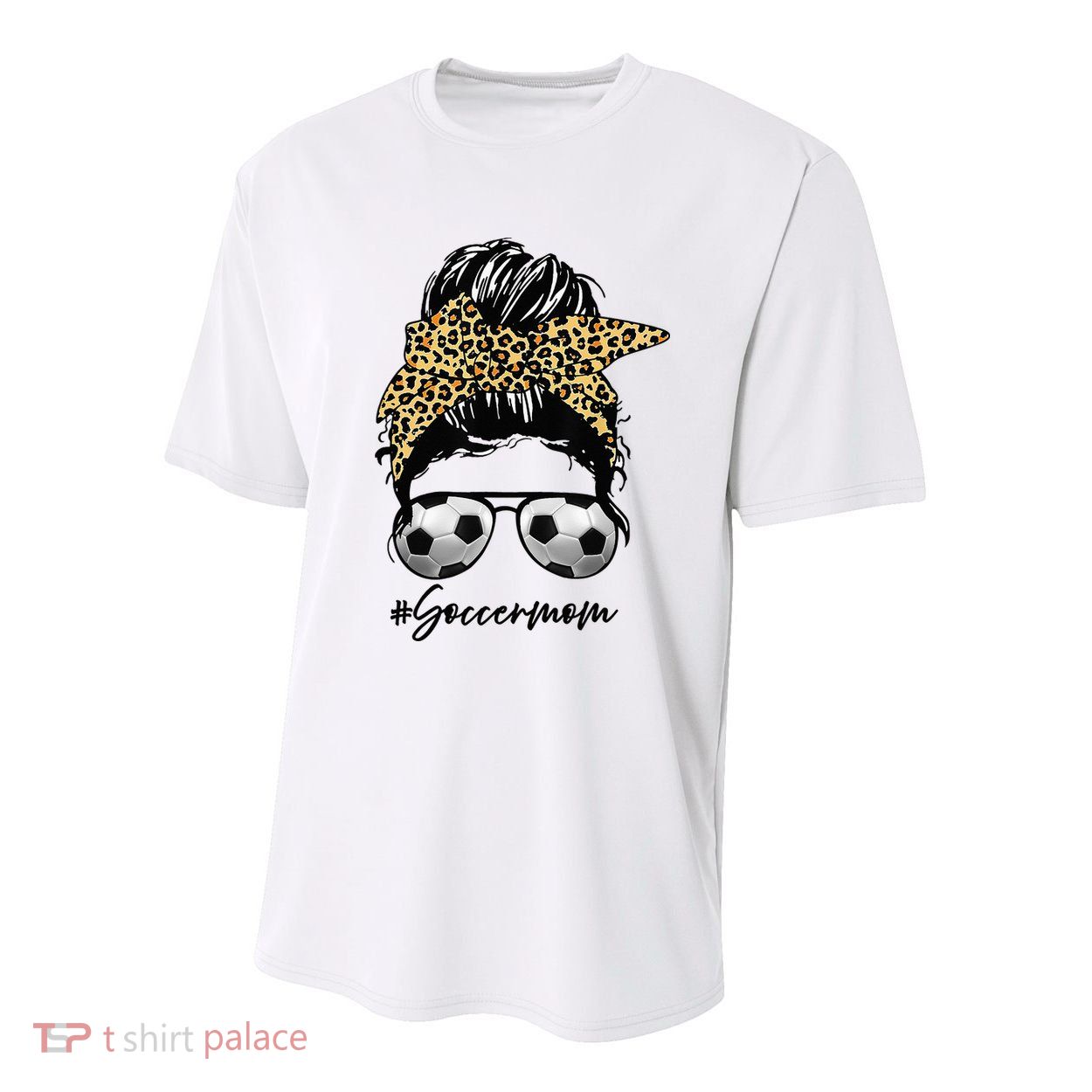Soccer Mom Leopard Messy Bun Football Hair Game Day Vibes Youth Performance Sprint T-Shirt