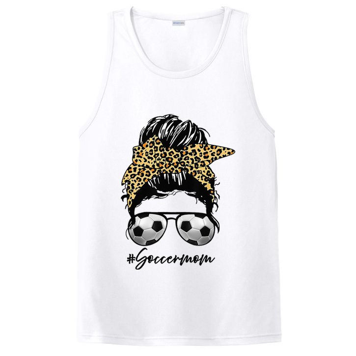 Soccer Mom Leopard Messy Bun Football Hair Game Day Vibes PosiCharge Competitor Tank