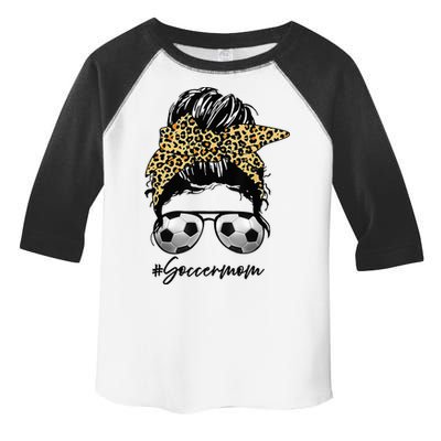 Soccer Mom Leopard Messy Bun Football Hair Game Day Vibes Toddler Fine Jersey T-Shirt