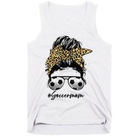 Soccer Mom Leopard Messy Bun Football Hair Game Day Vibes Tank Top