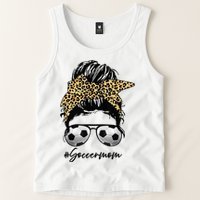 Soccer Mom Leopard Messy Bun Football Hair Game Day Vibes Tank Top