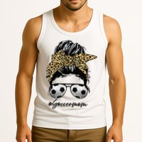 Soccer Mom Leopard Messy Bun Football Hair Game Day Vibes Tank Top