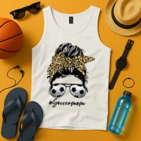 Soccer Mom Leopard Messy Bun Football Hair Game Day Vibes Tank Top
