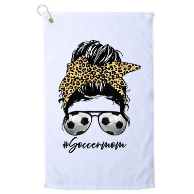 Soccer Mom Leopard Messy Bun Football Hair Game Day Vibes Golf Towel