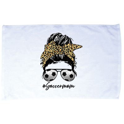 Soccer Mom Leopard Messy Bun Football Hair Game Day Vibes Microfiber Hand Towel