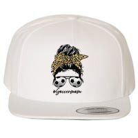 Soccer Mom Leopard Messy Bun Football Hair Game Day Vibes Wool Snapback Cap