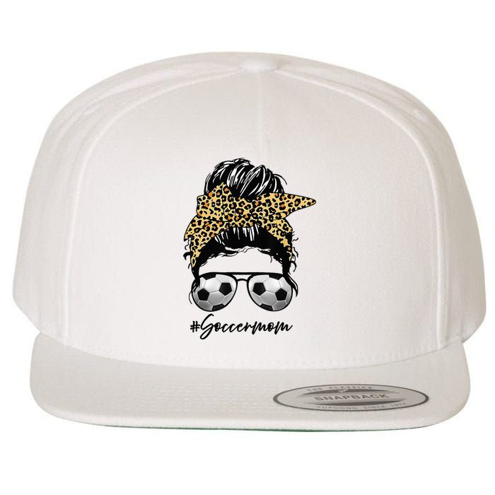 Soccer Mom Leopard Messy Bun Football Hair Game Day Vibes Wool Snapback Cap