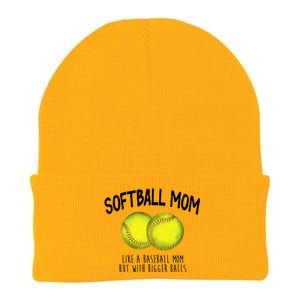 Softball Mom Like A Baseball Mom With Bigger Balls Funny Knit Cap Winter Beanie