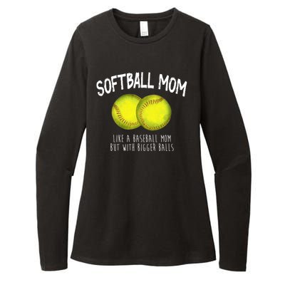 Softball Mom Like A Baseball Mom With Bigger Balls Funny Womens CVC Long Sleeve Shirt