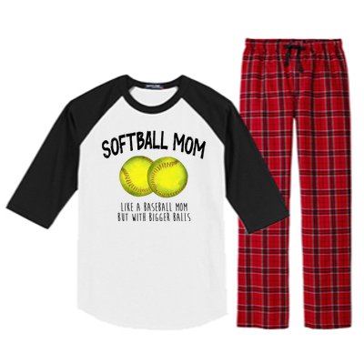 Softball Mom Like A Baseball Mom With Bigger Balls Funny Raglan Sleeve Pajama Set