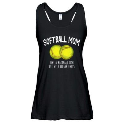 Softball Mom Like A Baseball Mom With Bigger Balls Funny Ladies Essential Flowy Tank