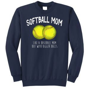 Softball Mom Like A Baseball Mom With Bigger Balls Funny Sweatshirt