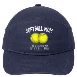 Softball Mom Like A Baseball Mom With Bigger Balls Funny 7-Panel Snapback Hat