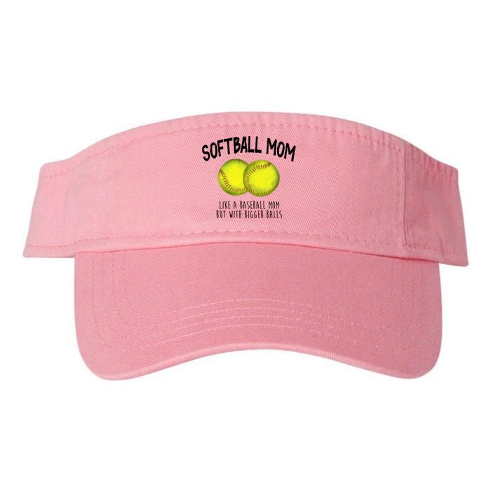 Softball Mom Like A Baseball Mom With Bigger Balls Funny Valucap Bio-Washed Visor