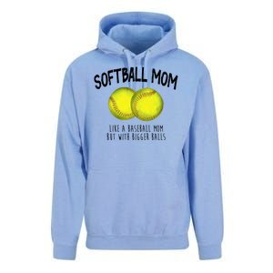 Softball Mom Like A Baseball Mom With Bigger Balls Funny Unisex Surf Hoodie