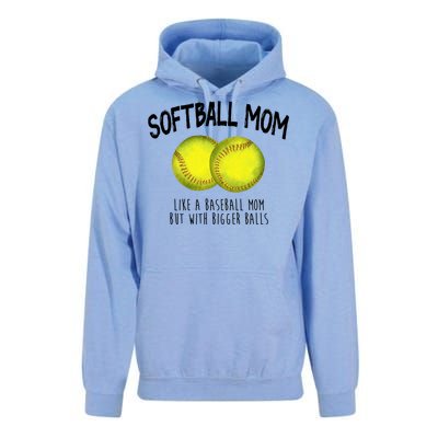 Softball Mom Like A Baseball Mom With Bigger Balls Funny Unisex Surf Hoodie