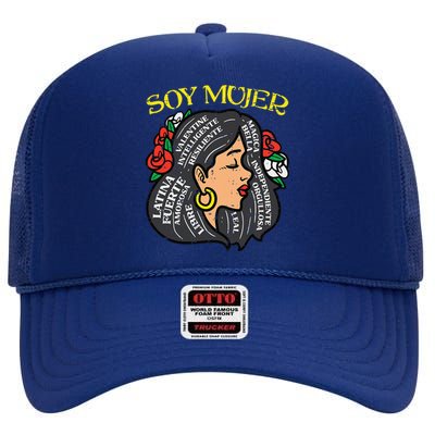 Soy Mujer Latin Woman Cinco De Mayo Mexican High Crown Mesh Back Trucker Hat