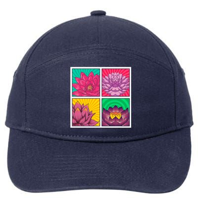 Spiritual Meditation Lotus Flower Blossom Yoga Pop Art Lotus Gift 7-Panel Snapback Hat