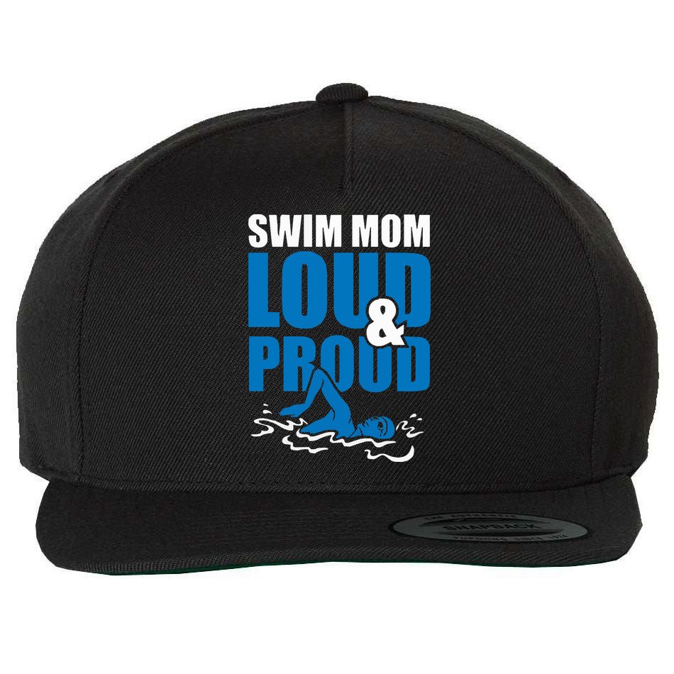 Swim Mom Loud And Proud Sports Athlete Athletic Wool Snapback Cap