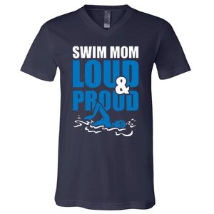 Swim Mom Loud And Proud Sports Athlete Athletic V-Neck T-Shirt