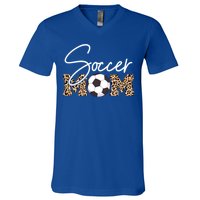 Soccer Mom Leopard Print Ball Great Gift V-Neck T-Shirt