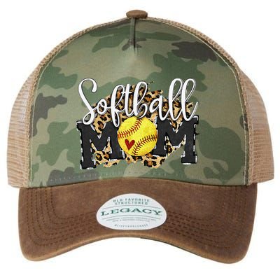 Softball Mom Leopard Funny Baseball Mom MotherS Day 2024 Legacy Tie Dye Trucker Hat