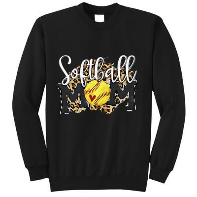Softball Mom Leopard Funny Baseball Mom MotherS Day 2024 Sweatshirt
