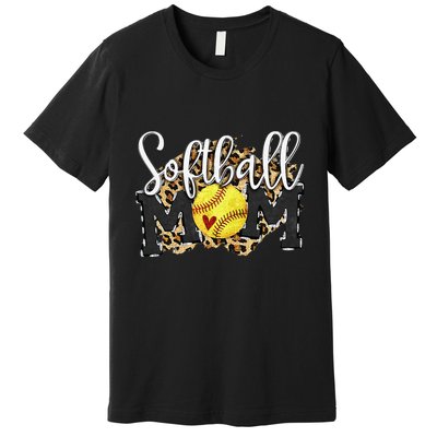 Softball Mom Leopard Funny Baseball Mom MotherS Day 2024 Premium T-Shirt