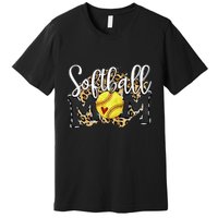 Softball Mom Leopard Funny Baseball Mom MotherS Day 2024 Premium T-Shirt