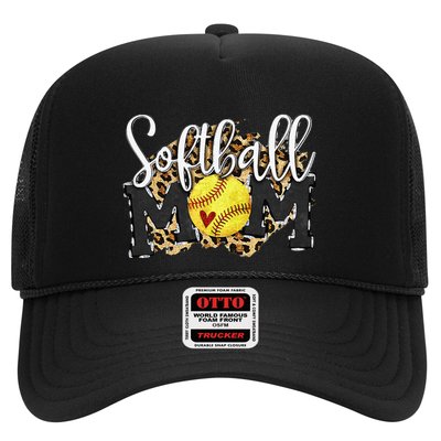 Softball Mom Leopard Funny Baseball Mom MotherS Day 2024 Trucker Hat